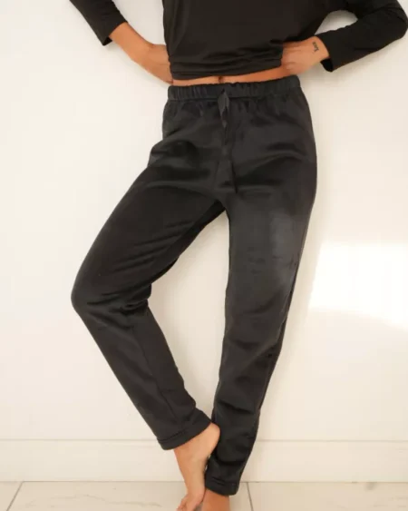 Pantalón pijama Negro liso Plush