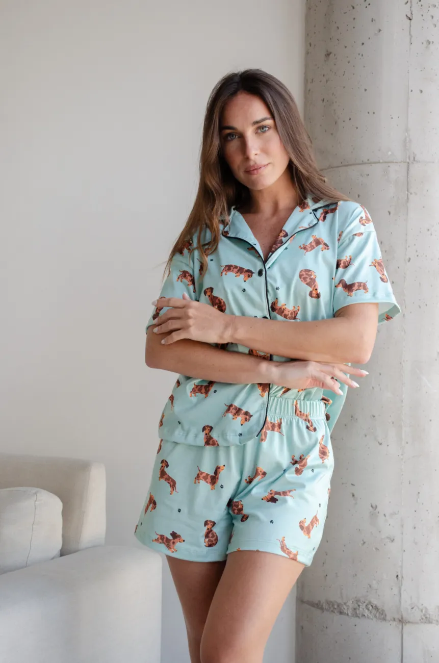 Pijama Camisero Salchi Verde Agua - Imagen 3