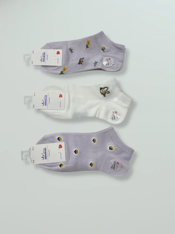 Pack de Media Soquete Florcitas x 3