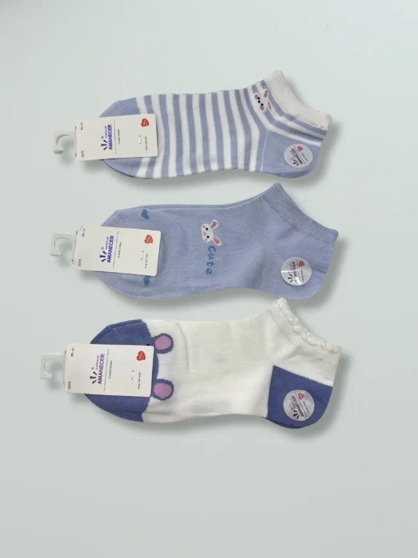 Pack de Media Soquete Lila Rayadito x 3