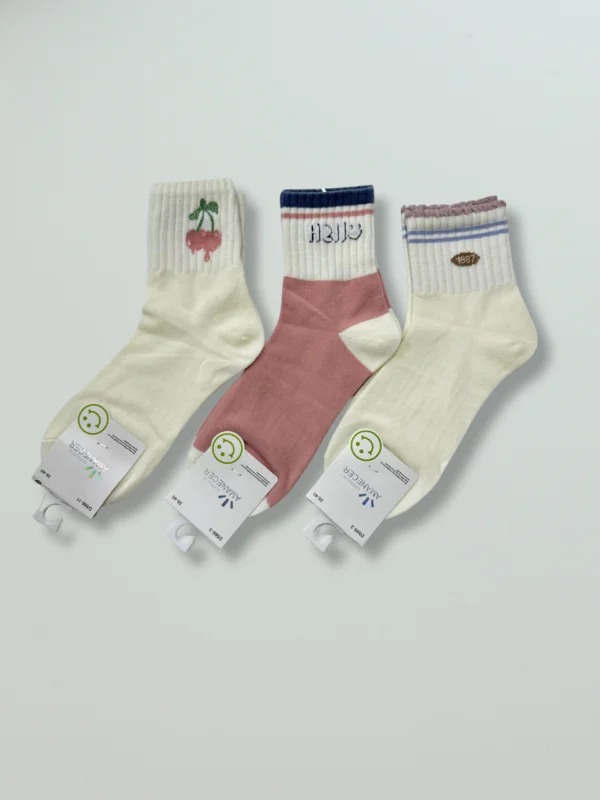 Pack de Media Blanco y Rosa x 3