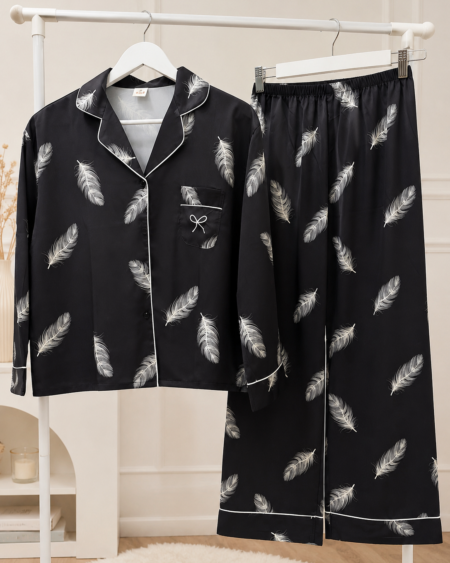 Camisero de Seda Plumas Black