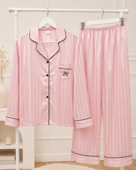 Camisero de Seda Rayas Rosas
