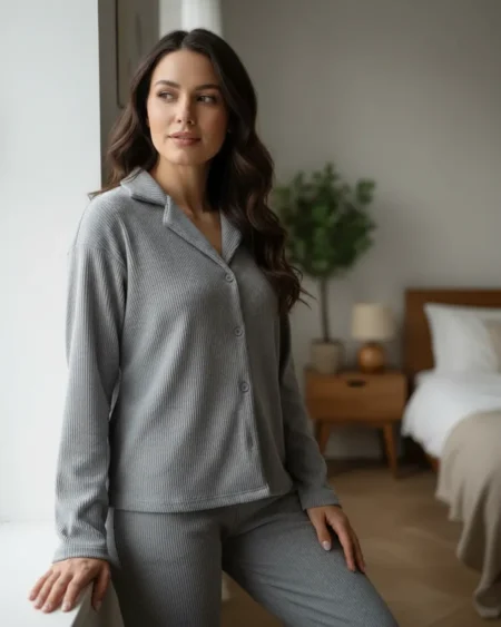 Pijama Camisero Gris