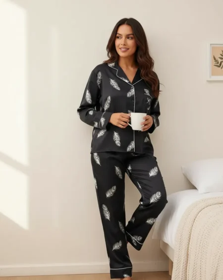 Camisero de Seda Plumas Black