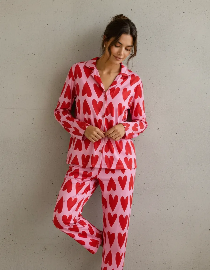 Pijama Camisero Agape Corazones